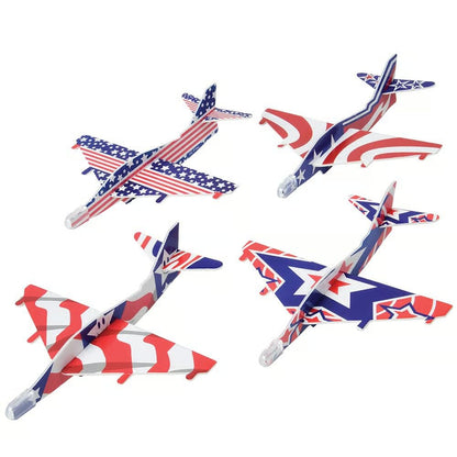 US Toy Patriotic Foam Gliders (12 Pack) – Red White Blue Airplane Toys for Kids Party Favors 4th of July Independence Day Classroom Prizes Outdoor Flying Toys