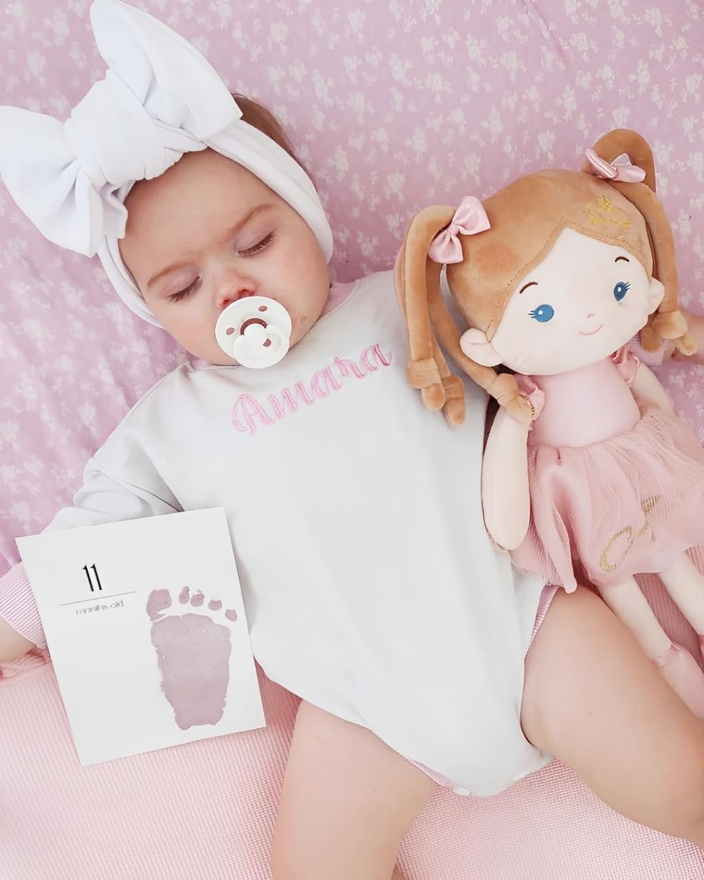 LeyaDoll Soft Baby Doll Toys (16''), My First Baby Rag Doll for 1 Year-Old Girl Birthday Gift, Christmas Plush Toys Gift for Toddler Kids Infants-Princess-Coral