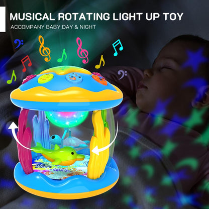 Baby Toys 6 to 12 Months, Musical Crawling Turtle Toys & Projector Rotating Light Up Toys, Early Learning Educational Toy with Light & Sound, Birthday Toy for Infant Toddler Boy Girl 7 8 9 10 11 month