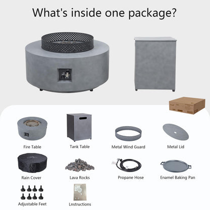 3-in-1 Fire Pit Table, 65000 BTU Outdoor Fire Pit, Includes Tank Table, Wind Guard, Rain Cover, and Grilling Tray; CSA-Certified, Gas Fire Pits for Outside Patio