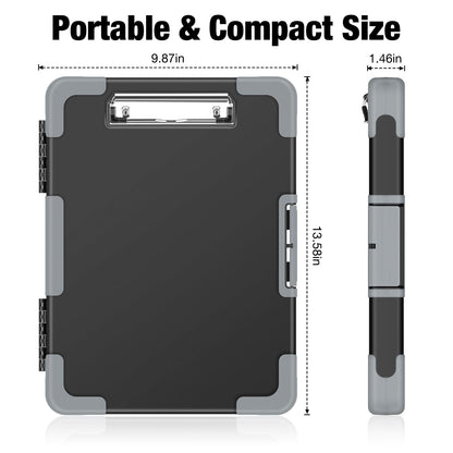 Sooez Toughest Clipboard with Storage, Internal Pen Pouch Included, Letter/ A4 Size, Shockproof Heavy Duty Plastic Clip Boards 8.5x11”, High Capacity Clipboards Box Case for Contractor Trucker Driver