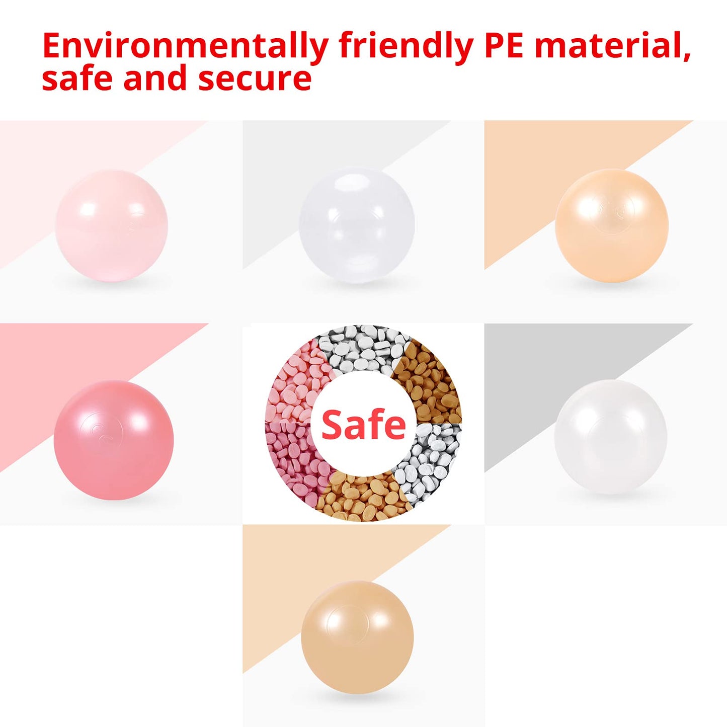 Heopeis Ball Pit Balls Play Balls - 100 Pieces Baby Soft Plastic Balls BPA&Phthalate Free Non-Toxic Crush Proof for 1 2 3Years Old Toddlers Baby Kids Birthday Pool Tent Party