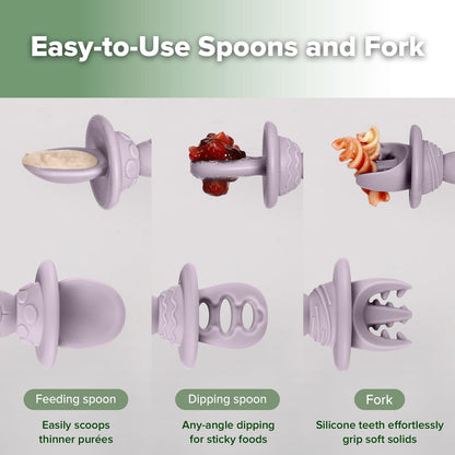 Haakaa Silicone Crab Teether&Astronaut Beginner Silicone Cutlery Set-Baby Toys,360°Baby Toothbrush Head for Infant Self-Brushing Training-Toddler Spoons Self Feeding 6+Months