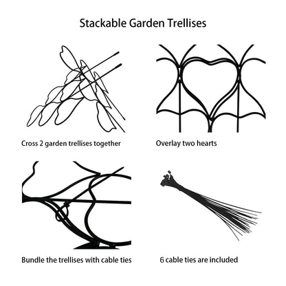 Plant Trellis for Climbing Plants Indoor Outdoor, Trlzey 3 Pack Stackable Metal Trellis - Small Garden Trellis for Potted Plants, Vine Support for Ivy, Flowers, DIY Home Deco