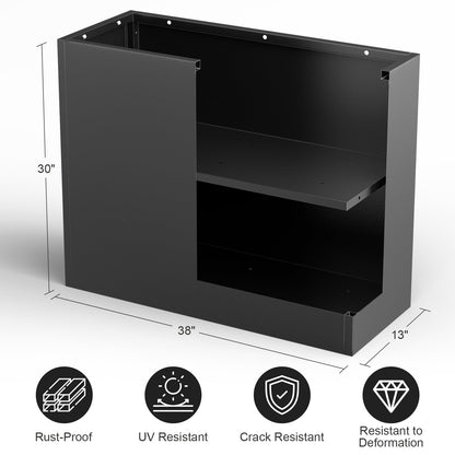 Nessxa Tall Metal Planter Box for Outdoor Plants 38" L x 13" W x 30", Heavy Duty Steel Large Rectangular Planter Box with Removable Insert Shelf, Modern Décor for Tall Plants, Trees, Flowers (Black)