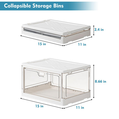 Kmiectse Clear Storage Bin with Lid 3 Pack 【Stackable & Sturdy】 Plastic Multifunctional Folding Storage Bins for Bedroom, Living Room, Study,Room, 23 QT Folding Box with Magnetic Door