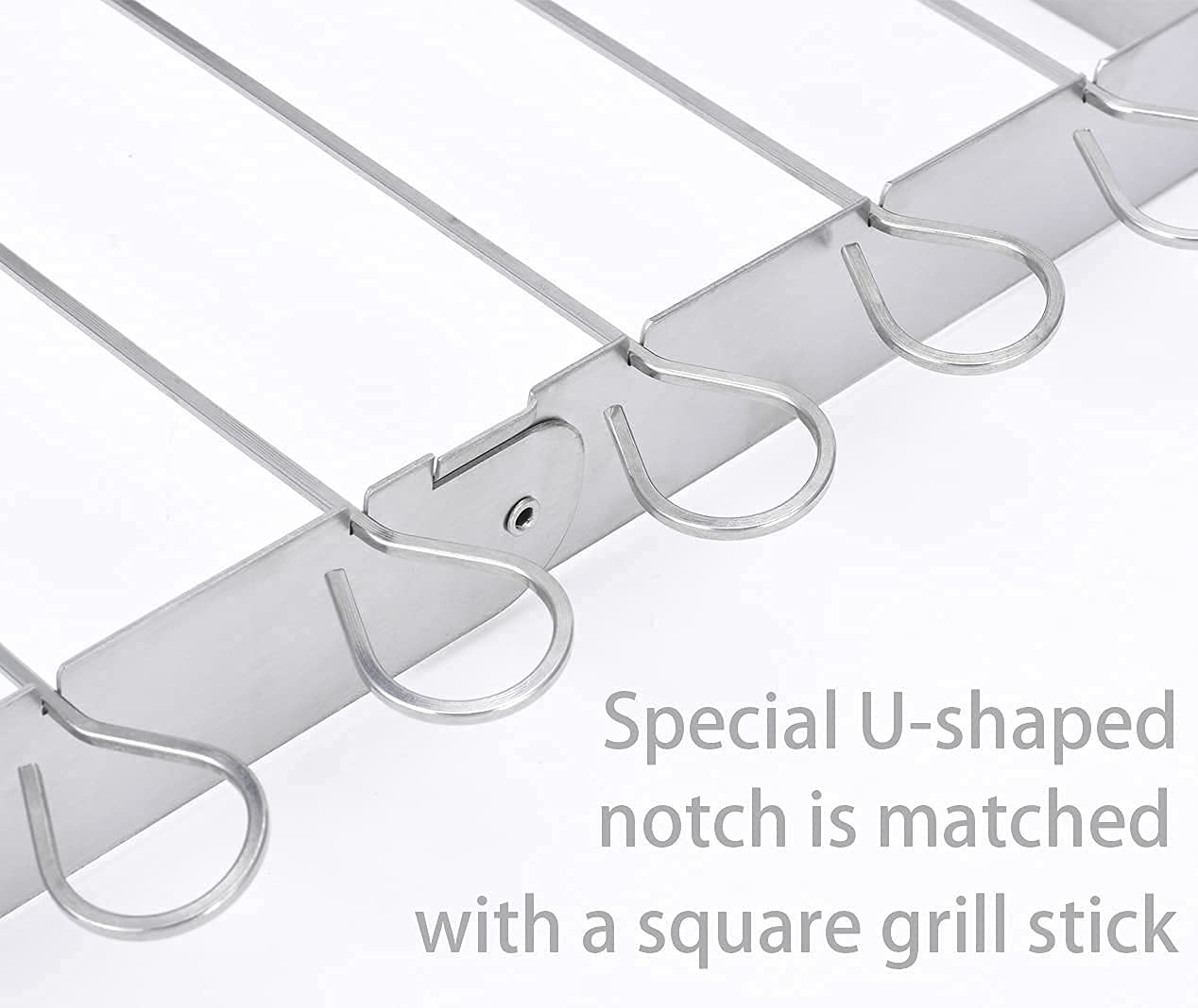 HONSHEN Skewer Rack Set for Grill,12pcs 12inch Stainless Steel Square Barbecue Skewers Shish Kabob and Foldable Grill BBQ Racks Set for Party and Cookout (Barbecue Skewers Rack Set 12p+1)