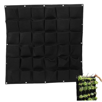 Ginwrek Wall Planter Vertical Garden Planter with 36 Pockets, Living Wall for Indoor Outdoor Use, Thick Non-Woven Fabric Planting Bag (Black, 39.4"x39.4")