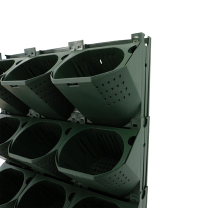 kunghei 36-Pot Wall Mounted Planter – Vertical Wall Planter with Water Storage Layer, Stackable Flower Pot Holder for Indoor Outdoor Garden Balcony (12 * 3-Pot) (Army Green)