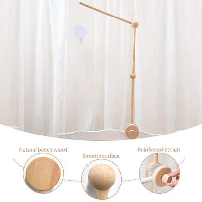 WIOSOUL Baby Crib Mobile Arm Wooden Holder with Rotating Music Box Nursery Decor Attachment Safe Anti Slip Set for Baby Girls Boys Nursery Decor
