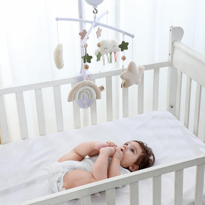 COTTONBEBE Crib Mobile 35 Lullaby Music, Cotton Baby Mobiles for Cribs & Pack N Play, Easy to Install, Stuffed Animals Hanging Toys Newborn Boys & Girls, Star Nursery Decor