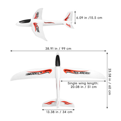 NUOBESTY Airplane Toy, 39" Large Throwing Glider Plane 2 Flight Modes Foam Glider Airplane for Kids Flying Plane Toys for Boys, Girls to Play Outdoors, Party Favors