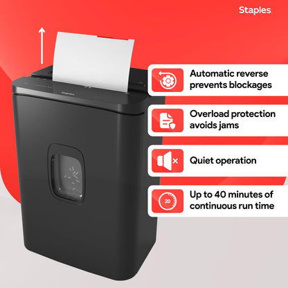 Staples 24-Sheet Cross-Cut Paper Shredder, High-Capacity Office Shredder, Shreds Paper/Credit Cards/CDs, 7.4 Gallon, Black