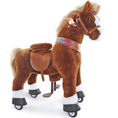 PonyCycle Kids Ride on Horse Walking Horse Toys, Classic Model U (with Brake/ 36" Height/Size 4 for Age 4-7), No Battery, Ride on Pony Animal for Indoor Outdoor Gift Brown Ux424
