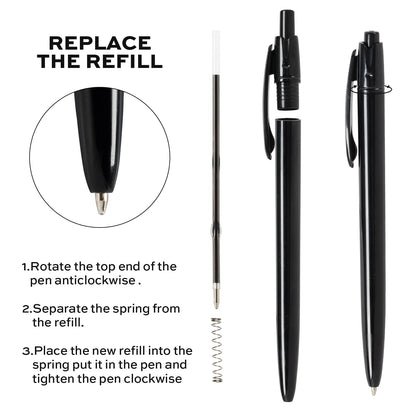 deli Pens Bulk, 50 Pack Retractable Ballpoint Pens, 1.0MM Black Ink,Smooth Writing, No Bleed, Comfortable Grip for Home,Office & School Use