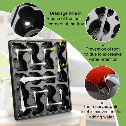 RooTrimmer 3.15 Inch Peat Pots 100 Pcs with 20 Cell Seedling Trays 5 Pcs, Biodegradable Seed Starter Pots with Drainage, Reusable Nursery Tray for Seed Starting Indoor Gardening Propagation Kit 5 Sets
