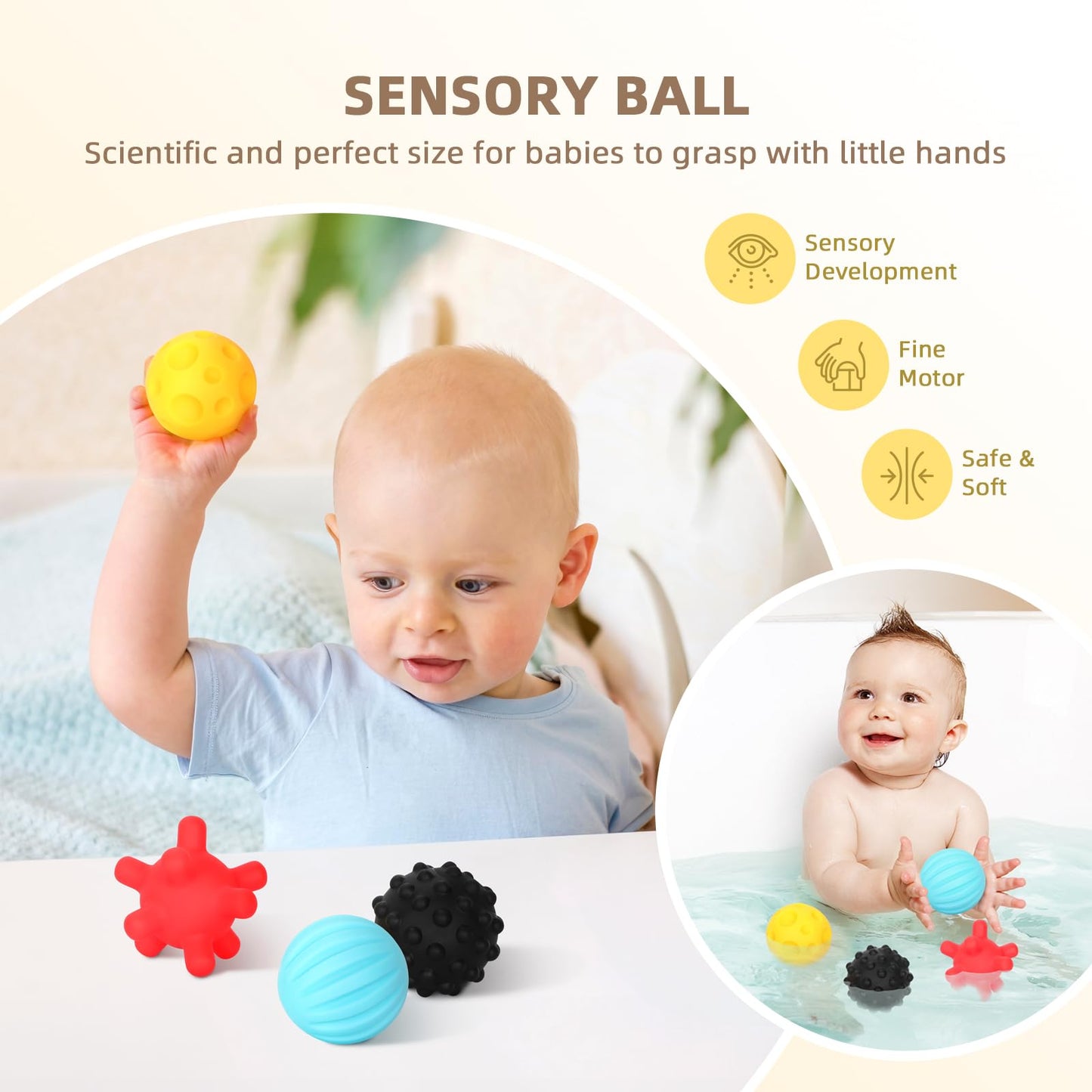 OOOK Montessori Toys 0-6 Months, Montessori Toy Set, 7 in 1 Newborn Baby Toys with Spinning Drum, Tissue Box Toy, Sensory Balls, Contrast Cards and More