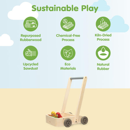 PlanToys® Musical Bird Walker Wooden Push Toy with Sound | Montessori Developmental Activity for Balance, Rhythm & Coordination | Eco-Friendly Educational Toy for Early Learning