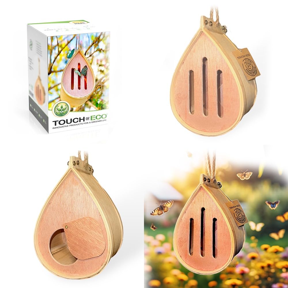 Butterfly Garden Pollinator Set – Wooden Butterfly House & Insect Hotel for Bees, Ladybugs & Beneficial Insects, Outdoor Garden Habitat Backyard Garden, Gift Set,