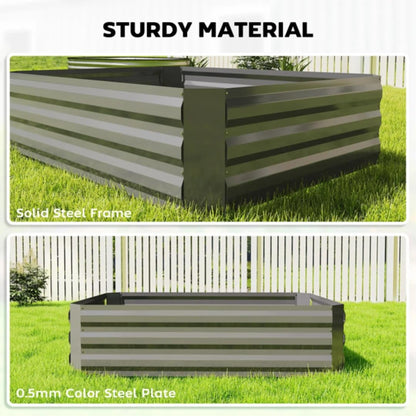 RLOZUI Metal Raised Garden Bed with Greenhouse Cover, 4.2x3.1x3FT Outdoor Galvanized Planter for Vegetables Flowers and Fruit