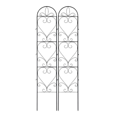 XYCCRX 2PCS Metal Garden Trellis for Climbing Plants Outdoor, Heavy-Duty Cucumber Tomato Trellis for Raised Garden Bed, Decorative Wrought Iron Trellis Arch for Wedding Party Decor
