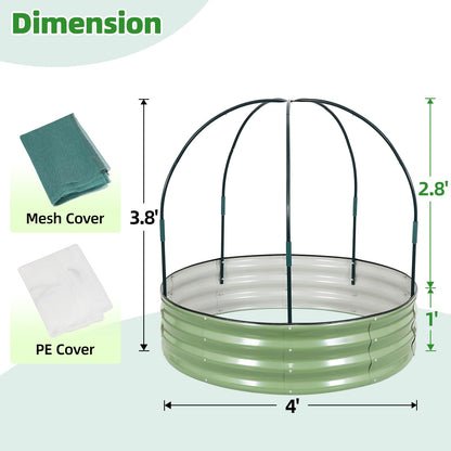 VIREO GARDEN Galvanized Raised Garden Bed with Cover | 4x4x1FT Metal Planter Box Outdoor with Greenhouse PE Cover for Winter & Mesh cover for Summer | 3-in-1 Raised Bed with Windows for Easy Gardening