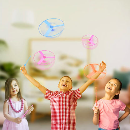 JIEOU Flying Helicopter Toy, 20 Sets Hand the Rotating Circle Helicopter, Bamboo Dragonfly Hand Rub Plastic Propeller for Outdoor Toy Kids Gift Flying (Colorful)