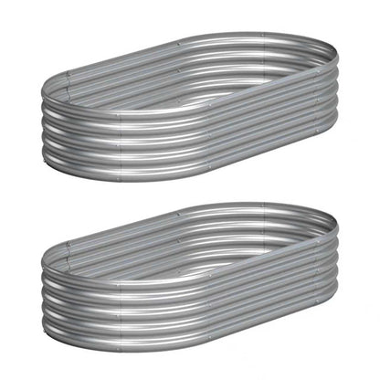 Yortrek Galvanized Raised Garden Bed Outdoor, 4x2x1ft(2Pack) Metal Heavy Duty Planter Boxes for Gardening, Easy Assemble Bottomless Small Oval Plant Container Kit for Vegetable, Flower, Fruit, Silver