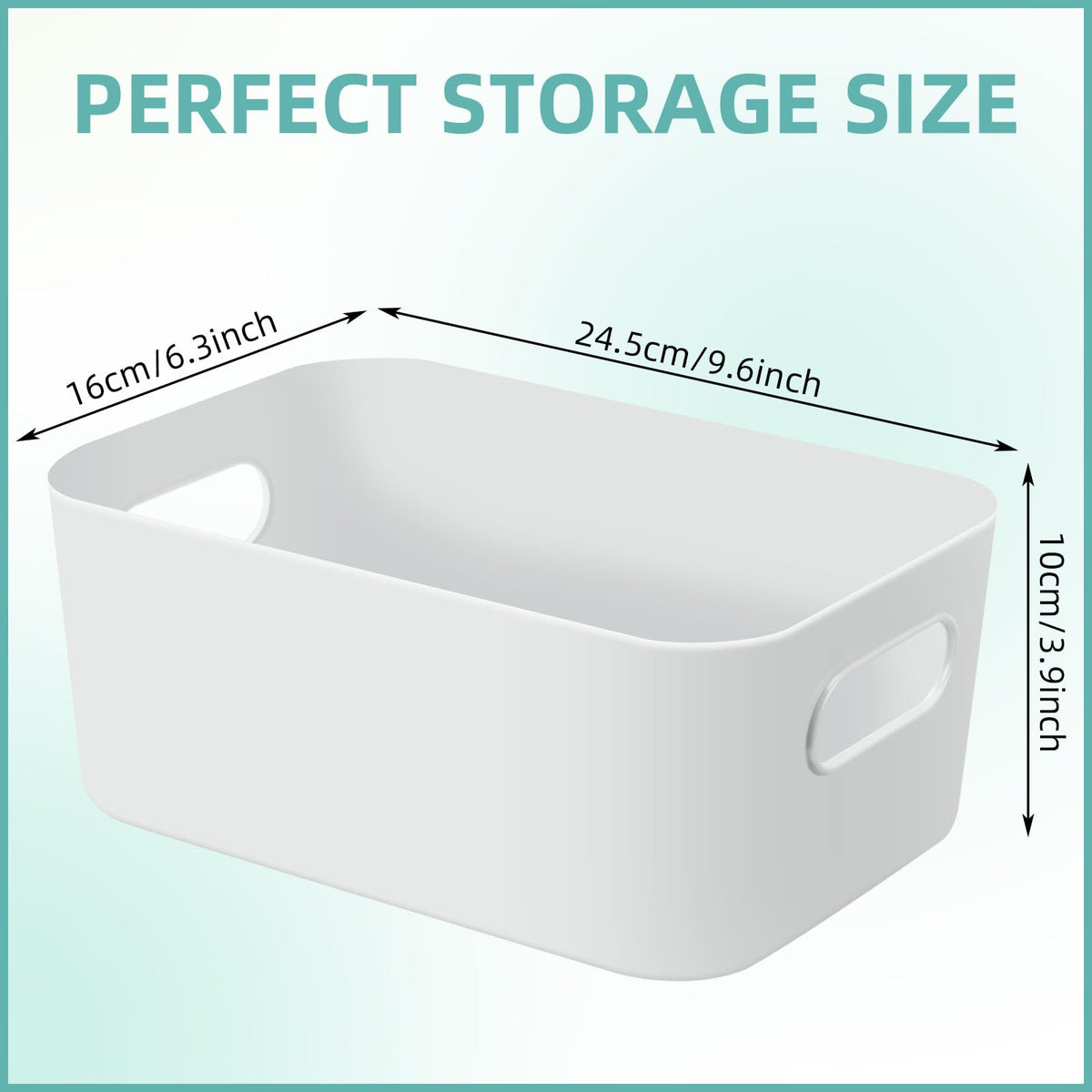Geetery 12 Pieces Plastic Storage Bins Basket with Handles Toy Organizers and Storage Bins for Home Cupboard Kitchen Bathroom Office Pantry Organization (9.6 X 6.3 X 3.9 Inch,White)