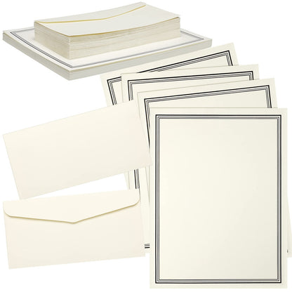 Glenmal 144 Pcs Stationery Paper and Envelopes Set Includes 48 Pcs Vintage Envelopes 96 Pcs Stationary Letter Writing Paper for Office Home Invitation Party Gifts Favors Supplies