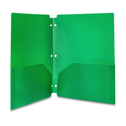 Amazon Basics Plastic 3 Hole Punch Folders with 2 Pockets, 8.5 x 11 inches, Pack of 12, Assorted Color