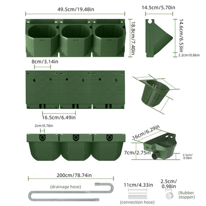 ZIAERKOR Self Watering Wall Mounted Vertical Planter, 36 Pots Wall Planter Indoor Vertical Living Green Plant Wall Easy Installation (Green with Timing System)