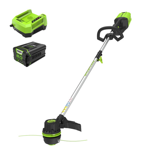 Greenworks 80V 16" Brushless Cordless String Trimmer with 2.0Ah Battery & Rapid Charger – .080" Dual Line, Variable Speed, Lightweight Design, 4-Year Warranty