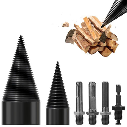 6 Pcs Wood Splitter Drill Bits Set, 42mm+32mm Firewood Log Splitter Cone Bit, Heavy Duty Electric Drill Screw Driver Removable, Kindling Detachable Design Wood Splitting Wedge Tool