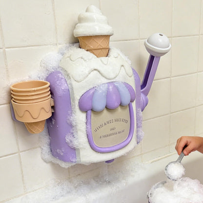 Bath Play Toy - Ice Cream Educational Water Toy, Bubble Maker Fun Accessory, Sturdy Safe Material, Easy Clean Design, Promotes Sensory Learning, Kids Shower Pool Use 9.06x3.15x8.07 Inches