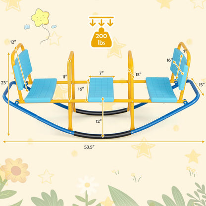 Costzon Teeter Totter Seesaw for Kids Outdoor, 2 in 1 Metal Rocking Seesaw for Toddlers with Easy-Grip Handles, Indoor Outdoor Rocker Toy Gifts for Ages 2-5, 1-3 Person Home Preschool Backyard See Saw