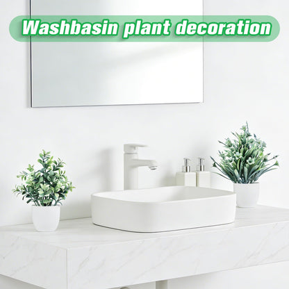 TngsChryxia 6pcs Mini Fake Plants Office Decor for Women, Small Artificial Plants Home Spring Decor Living Room, Indoor Small Plant Potted Faux Greenery for Farmhouse Bathroom Decorations