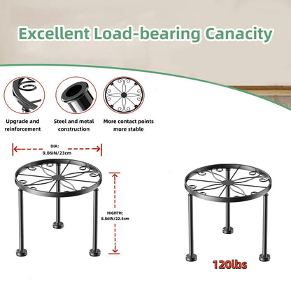 Chejievy 1 Pack Metal Round Plant Stands, Small Flower Pot Stand for Garden Home, Anti-rust Circle Plant holders Display Shelf for Indoor/Outdoor
