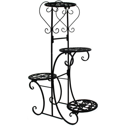 Plant Stand Indoor 4 Tier Metal Plant Shelf Stand Outdoor for Succulents Small Planters Flower Pots Display Rack Holder,Black