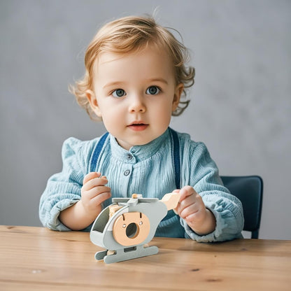 EERKEOD Wooden Airplane for Toddlers - Air Transport Vehicles Play Set, Montessori Push Toy for Babies, Children Birthday Gift