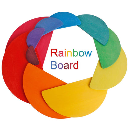 Dinhon 11Pcs Semicircle Stacking Toys Game Rainbow Stacker Wood Building Blocks Set for Kids Construction Building Toys Set Preschool Wooden Blocks for Boys Girl Colorful Learning Educational Toys