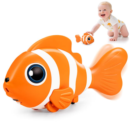 Crawling Fish Baby Toys, Novelty Tummy Time Toys for Babies 6-12 Months, Magic Swinging Fish Crawling Toys for Infant Toddler Learning Crawl Walking Dancing Goodie Bag Stuffers 1st Birthday Gift