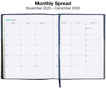 2026 Planner Calendar, 8"x10" : Includes 14 Months (November 2025 - December 2026) / 2026 Weekly Planner/Weekly Agenda/Monthly Calendar Organizer (Navy/Black)