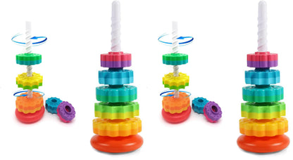 LUCKFUTURE Spinning Stacking Toys, Educational Toddler Toy Stacking Rings Baby Toys, Montessori Toy for Girls and Boys, Spin Gears Christmas Birthday Gift for 1-3 Year Old (Pack of 2)