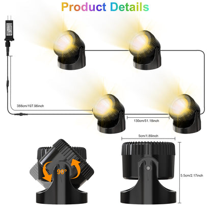 Srygery RGB Underwater Pond Lights, 20 Colors Dimmable Submersible Led Fountain Lights with Timer, IP68 Waterproof with Remote Control for Outdoor Ponds Aquarium Garden Pool (Set of 4)