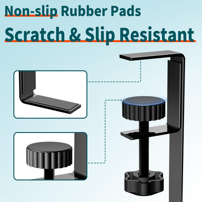 Under Desk Cable Management Tray Black, No Drill Desk Cable Wire Management Organizer with Clamp, PC Cord Organizer Accessories & Workspace for Office, Home