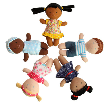 Snuggle Stuffs Basket of Buddies Plush Diversity Multicultural Ethnic Dolls | Diversity Toys for Toddlers | Soft Multicultural Dolls for Preschool Classroom, Daycare or at Home | Set of 5-8"