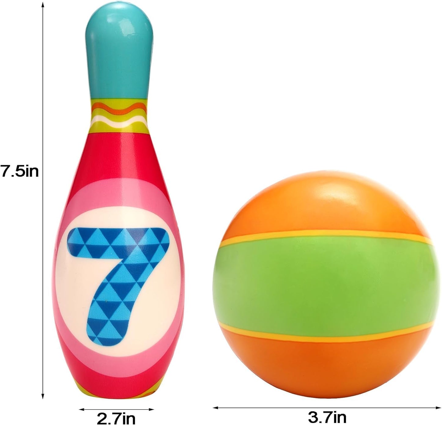 Coloch Kids Bowling Set, Indoor Bowling Game for Kids Educational Toy Game Soft Colorful 10 Foam Pin and 2 Balls Play Game Printed with Numbers for Baby Age 3+, Boys and Girls, Birthday Gift