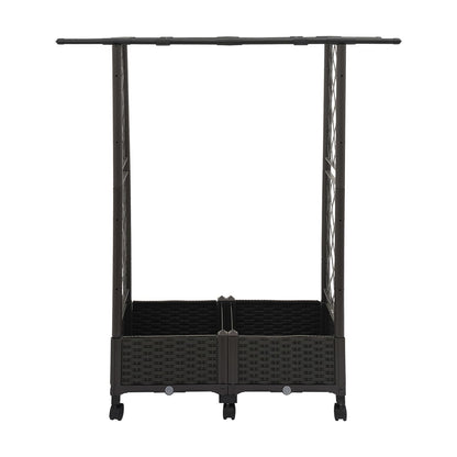 TFCFL Planter with Trellis Raised Garden Beds,Trellis Planter Self-Watering Box with Wheels,Outdoor Vegetable Flower Privacy Planter Box for Backyard Balcony Patio