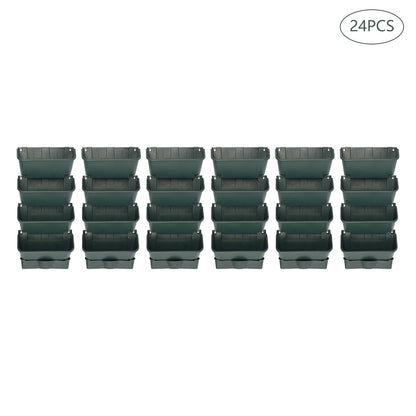 24 Pack Hanging Vertical Wall Planter,12.99inch Wall Mounted Planter for Patio Outdoor Decor,Home Army Green Plastic Pot Balcony Plant Vegetable Fruit Herb Hanging Pocket Holder Flowerpot (Army Green)